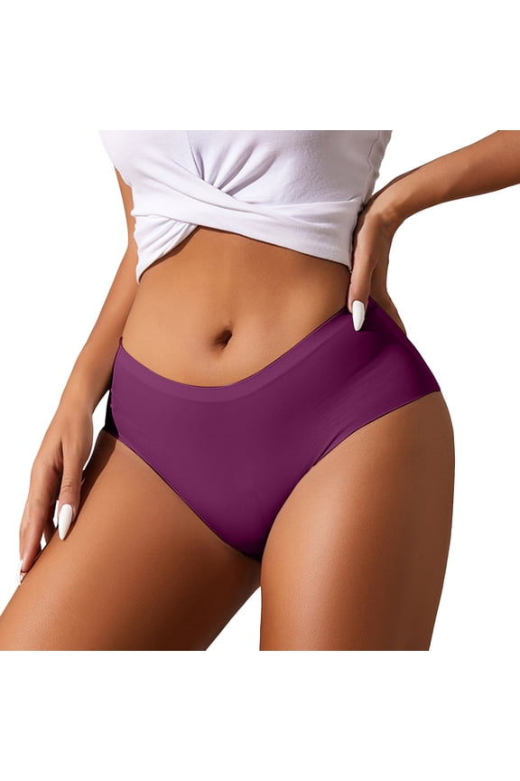 Women's Briefs Thong Lot Large Womens Silk Long Underwear Tops Women's plus Size Underwear High Cut Lady Slim Waist Trainer plus Size No Line Panties for Women Bikini Women New Years Eve Purple XL