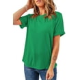 thumbnail image 1 of Women's Bright Green Casual Plain Crew Neck Tee for Everyday Wear | [ZhiHiMeRi] | (US 20-22)2XL, 1 of 11