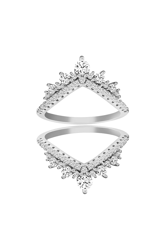 Women's Brilliant Cut Round CZ Band Guard Enhancers Engagement Stacking Wedding Ring Set 925 Sterling Silver (size 6)