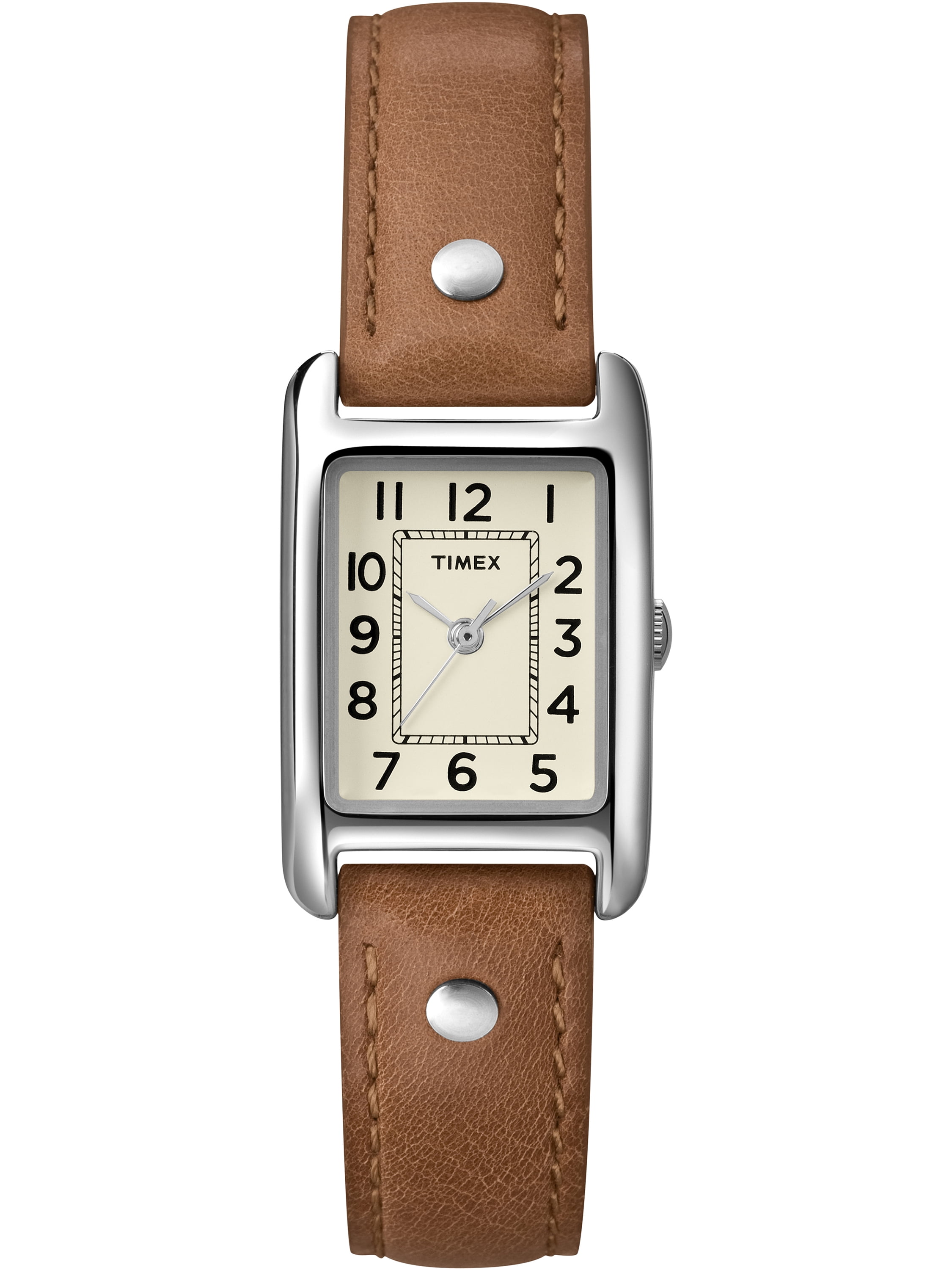 Timex Bristol Park T2N905 Women’s Tank Watch Silver Tone Tan Leather Women main image 4