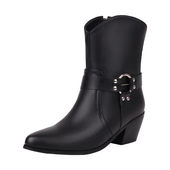 Women's British And Winter Women's Boots With Belt And Thick Heel Short Boots