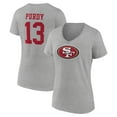 thumbnail image 1 of Women's Brock Purdy Gray San Francisco 49ers Icon Player Name & Number V-Neck T-Shirt, 1 of 3