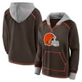 thumbnail image 1 of Women's Logo Athletic Brown Cleveland Browns Boom Fleece Pullover V-Neck Hoodie, 1 of 3