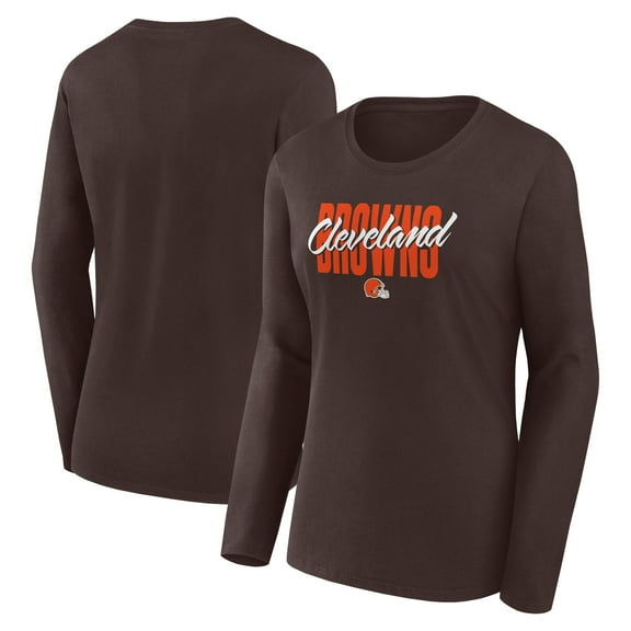 Women's Logo Athletic Brown Cleveland Browns Grip Long Sleeve T-Shirt