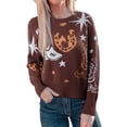 thumbnail image 1 of Women's Brown Cowgirl Print Casual Sweater – Long Sleeve Western Style for Daily Wear, XL, 1 of 10