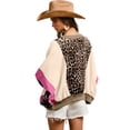 thumbnail image 1 of Women's Brown Leopard Print Color Block Top – Casual 3/4 Sleeve for Fall Outings [ZhiHiMeRi] | XL, 1 of 11