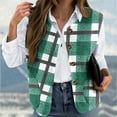 thumbnail image 1 of Women's Brown Plus Size Casual Vest Warm Double-Sided Printed Loose Collarless Button Coat for Winter, 1 of 5
