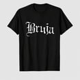 thumbnail image 1 of Women's Bruja Witch Letter Graphic T-Shirt, Halloween 100% Cotton Short Sleeve Shirt, 1 of 6
