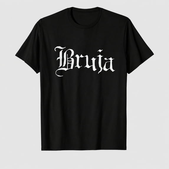 Women's Bruja Witch Letter Graphic T-Shirt, Halloween 100% Cotton Short Sleeve Shirt