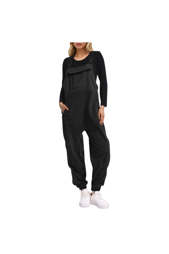 Women's Brushed Bib Overalls Adjustable Suspenders Winter Ski Pants