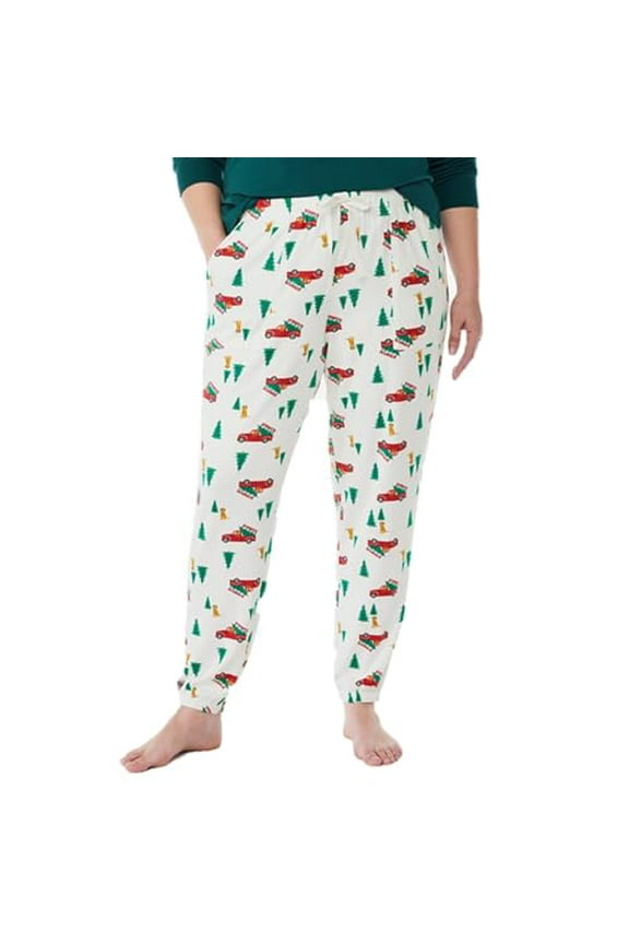 Women's Brushed Hacci Knit Sleep Joggers - Winter White, 3x