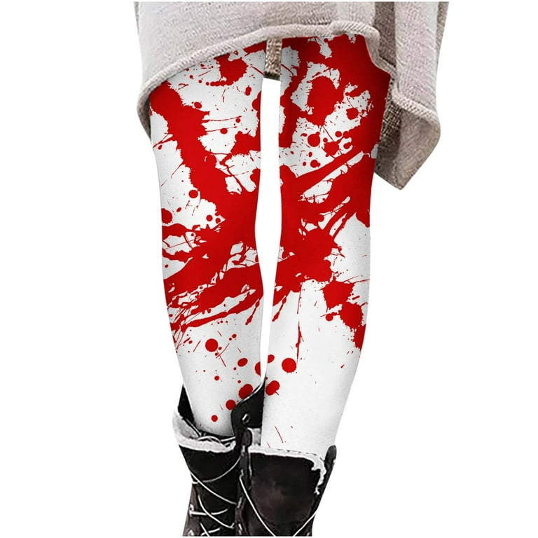 Women's Brushed Halloween Leggings Ankle Length Seasonal Cute Printed  Graphic Tights Leggings Underpants S-XXL (X-Large, Red) 