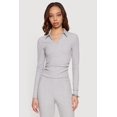thumbnail image 1 of Women's Brushed Knit Long Sleeve Zip Front Polo Shirt, 1 of 4