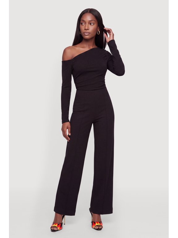 Women's Brushed Knit Pintuck Detail Wide Leg Dress Pants