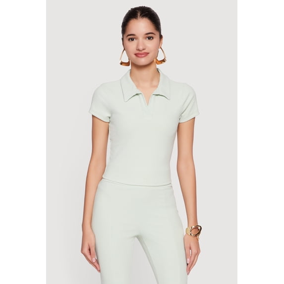 Women's Brushed Knit Short Sleeve Polo Top