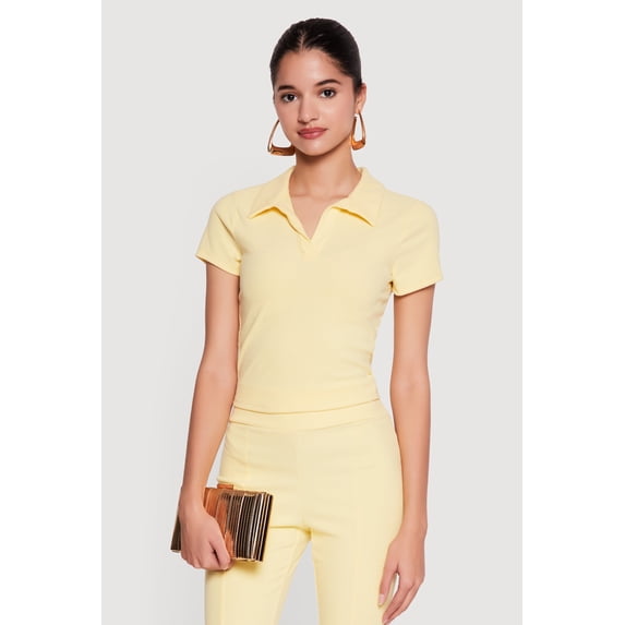 Women's Brushed Knit Short Sleeve Polo Top