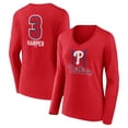 thumbnail image 1 of Women's Bryce Harper Red Philadelphia Phillies Fastball Player Name & Number Long Sleeve V-Neck T-Shirt, 1 of 3