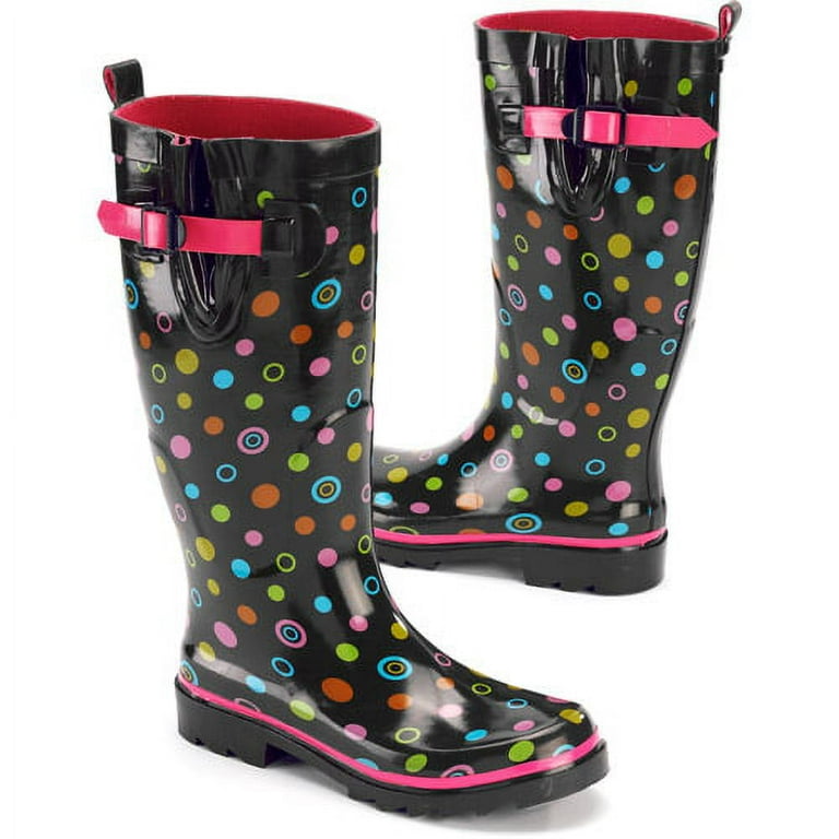 Polka dot top rain boots walmart