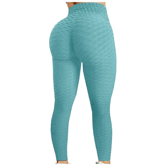 Women's Bubble-Texture High-Waist Yoga Pants – Textured Butt-Lifting Leggings for Running, Cardio & Dynamic Fitness Routines,Sky Blue S