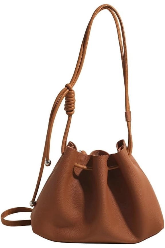 Women's Bucket Bag Fashion Drawstring Bucket Bag Soft Leather Shoulder Bag Women's Purse Crossbody with Small Handbag