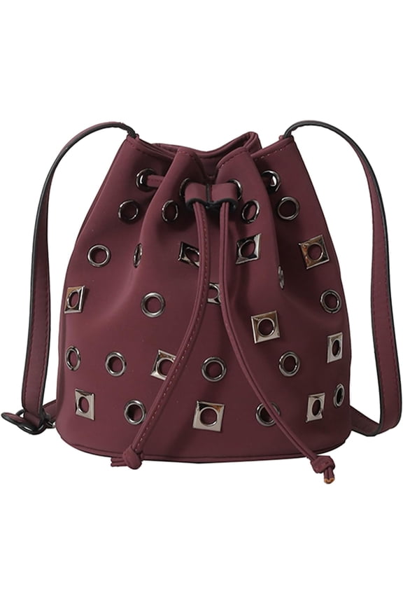 Women's Bucket Bag, Rivet Purse Mini Leather Hobo Bag Y2K Popular Rivet Crossbody Bag Bucket Handbag