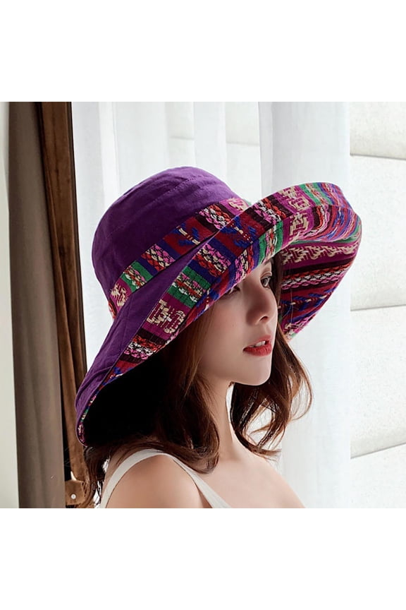 Women's Bucket Hat - Boho Reversible Sun Hat with UPF 50+ & Foldable Brim