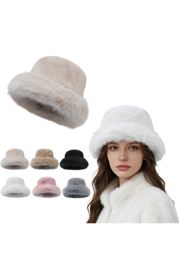 Women's Bucket Hat Puffy Winter Warm Thick Fisherman Cap