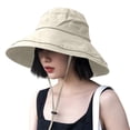 thumbnail image 1 of Women’s Bucket Hat Solid Color Wide Brim Hat With Chin Strap Casual Daily Sun Protection Hat, 1 of 7