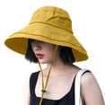 thumbnail image 1 of Women’s Bucket Hat Solid Color Wide Brim Hat With Chin Strap Casual Daily Sun Protection Hat, 1 of 5