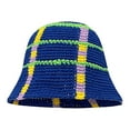 thumbnail image 1 of Women's Bucket Hats Crochet Bucket Hat For Women Knit Cap Handmade Foldable Floppy Beach Hat Fashion Cute Striped Floral Fishing Hat Women's Accessories, 1 of 2