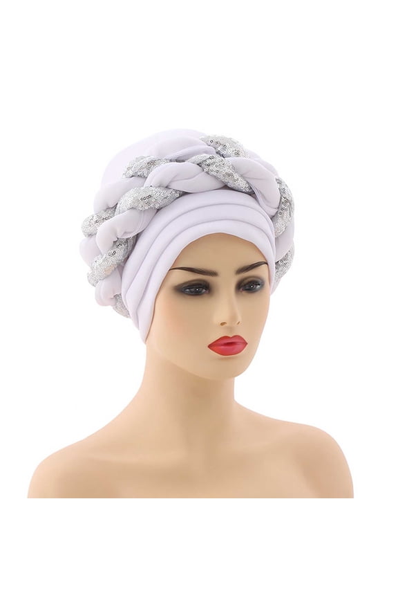 Women's Bucket Hats Fashion Women Beading Braid Hat Muslim Ruffle Cancer Beanie Wrap Cap Sleep Caps Satin Lined Hair Bonnets Women's Accessories
