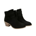 thumbnail image 1 of Women's Buckle Ankle Boots Suede Block Heel Zipper Booties Comfortable Fashionable Dress Shoes Black 38, 1 of 5