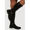 thumbnail image 1 of Women's Buckle Strap Detail Elastic Back Almond Toe Boots, 1 of 3