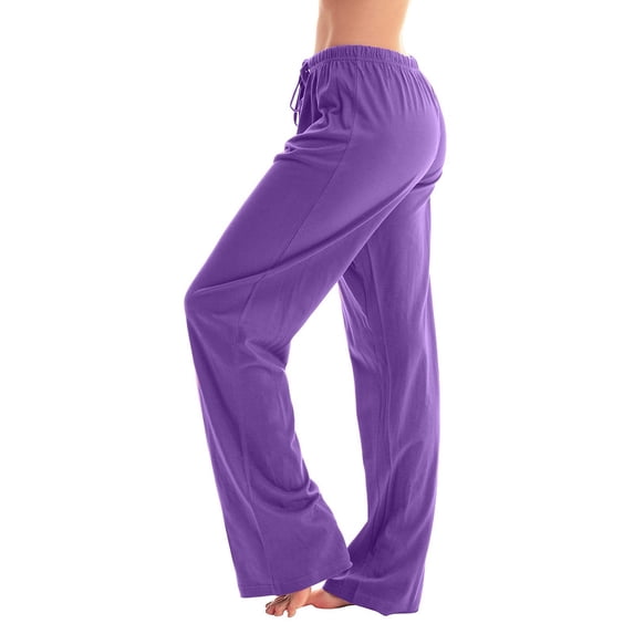 Women's Buffalo Plaid Print Jogger Pants with Pockets Drawstring Cuffed Ankles Casual Pajama & Lounge Pant Purple L