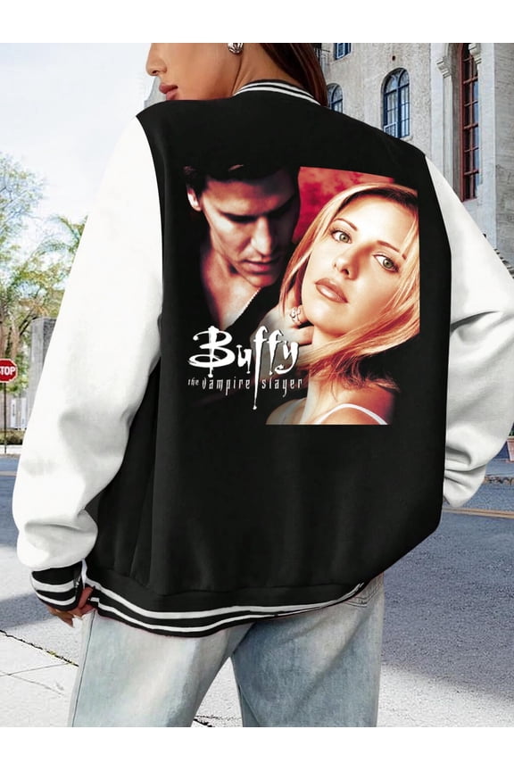 Women's Buffy The Vampire Slayer Varsity Jacket | Hoodie for Ladies | Iconic Buffy Cute Fantasy TV Series Apparel