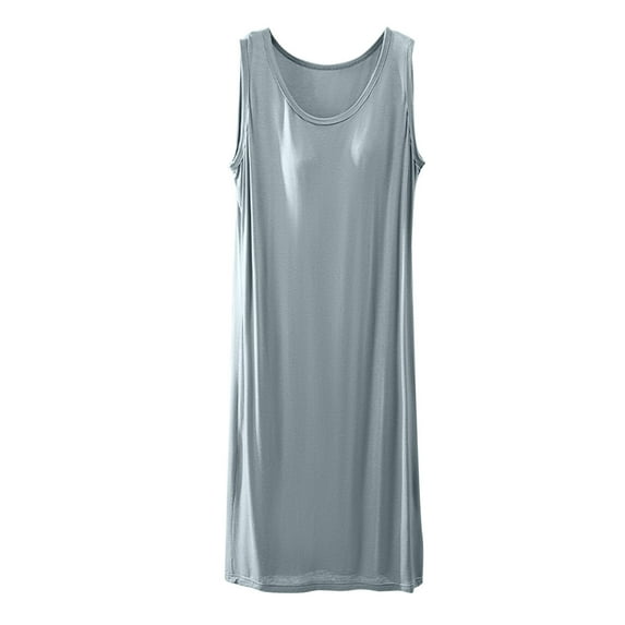 Women's Built In Bra Nightwear Plus Size Full Slip Dresses Nightgown Sleeveless Soft Lounge Sleepwear Nightgowns