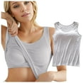 thumbnail image 1 of Women's Built In Bra Tank Top Solid Comfort Stretch Seamless Sleeveless Shirt, 1 of 2