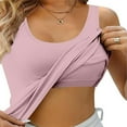 thumbnail image 1 of Women's Built In Bra Tank Tops 2024 Summer Casual Sleeveless Crew Neck Camisole Plus Size Padded Workout Tops Comfortable Stylish, 1 of 8