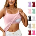 thumbnail image 1 of Women's Built-in Bra Camisole Padded Shelf Bra Camisoles Basic Spaghetti Strap Cami Tank Top for Women 2026 Pink 6XL, 1 of 6
