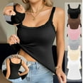 thumbnail image 1 of Women's Built-in Bra Tank Top Sleeveless Lace Trim Camisole with Padded Support Soft Stretchy Casual Summer Top, 1 of 9