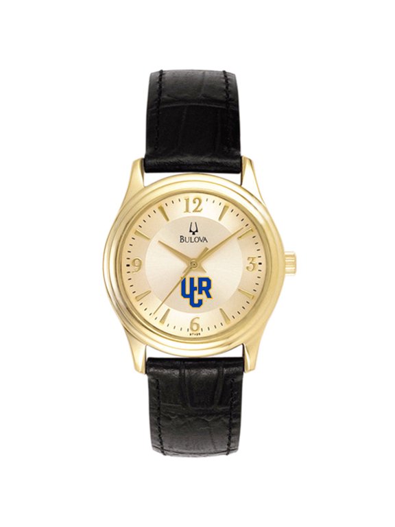 Women's Bulova Gold/Black UC Riverside Highlanders Stainless Steel Watch with Leather Band