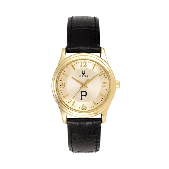 Women's Bulova Gold Pittsburgh Pirates Leather Strap Watch