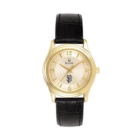 Women's Bulova Gold San Francisco Giants Leather Strap Watch