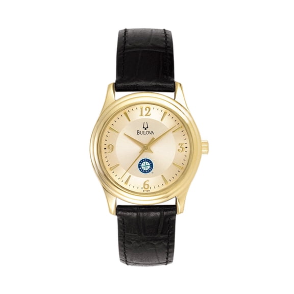 Women's Bulova Gold Seattle Mariners Leather Strap Watch