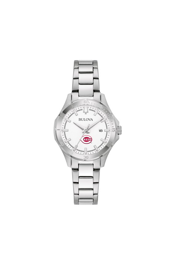 Women's Bulova Silver Cincinnati Reds Stainless Steel Classic Sport Watch