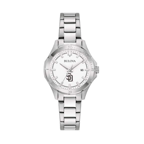 Women's Bulova Silver San Diego Padres Stainless Steel Classic Sport Watch