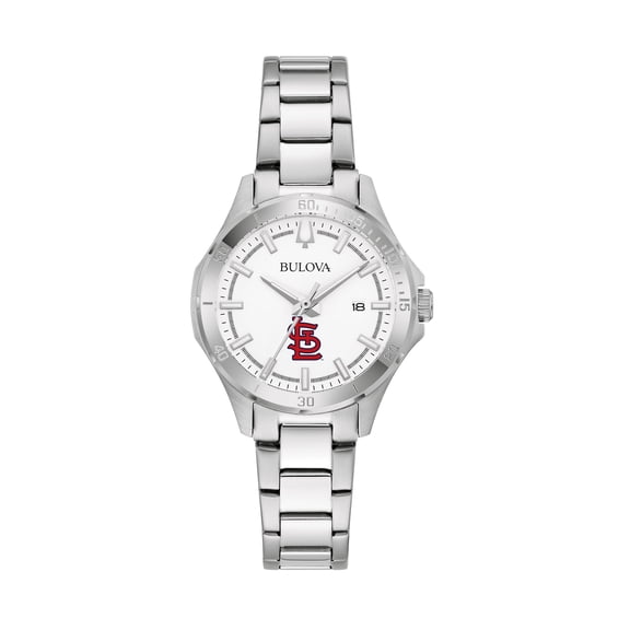 Women's Bulova Silver St. Louis Cardinals Stainless Steel Classic Sport Watch