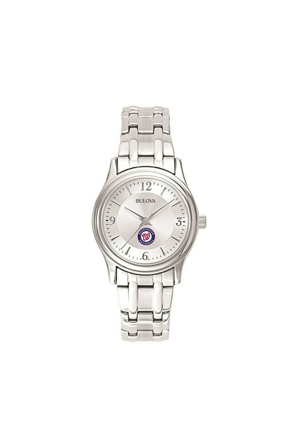 Women's Bulova Silver Washington Nationals Stainless Steel Watch