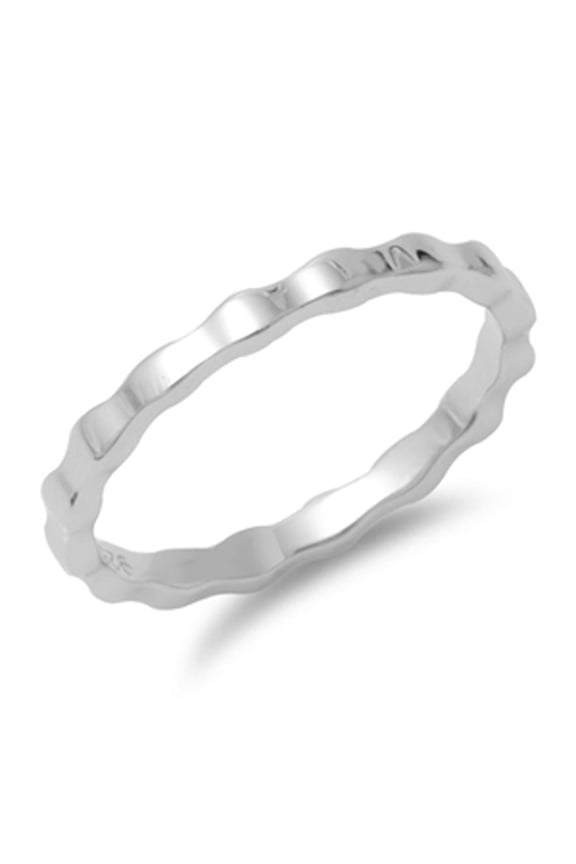Women's Bumped Wave Eternity Ring .925 Sterling Silver Band Jewelry Female Male Unisex Size 7