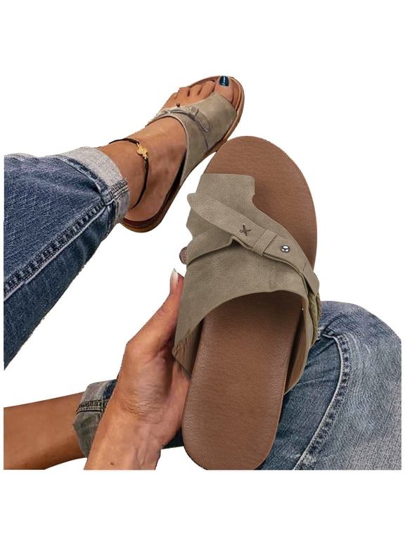 Women's Bunion Sandals Orthopedic Toe Ring Slides Flip Flops Fashion On Flat Shoes